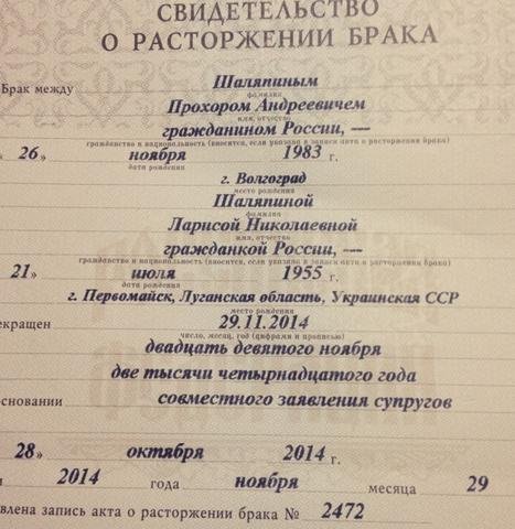 Лариса Копенкіна довела, що офіційно розлучилася з Прохором Шаляпіним (фото)