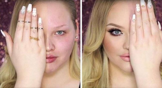 Макияж нанесенный лишь на одну половину лица (фото)
